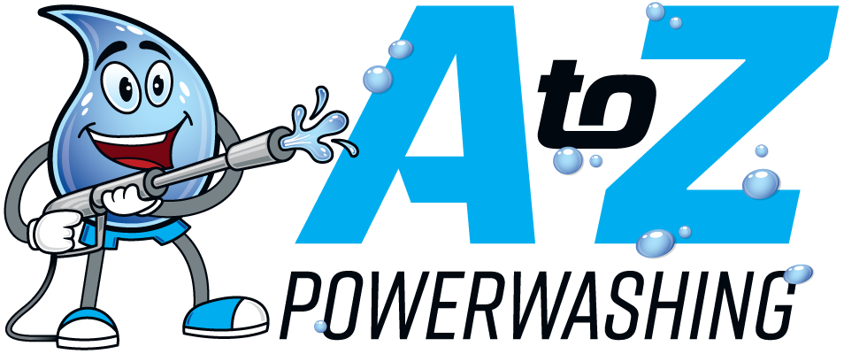 A to Z Powerwash logo with drip character